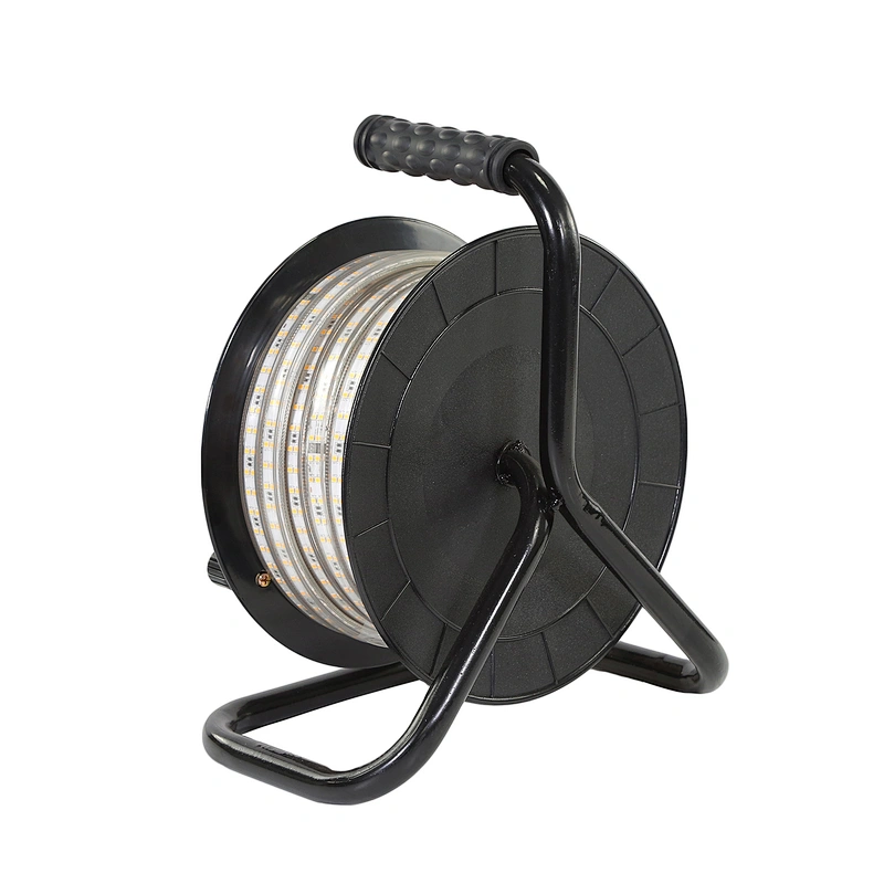 15M Led Portable Winding Spool Exterior Strip Light Work Light Strip Temporary Construction Lights Drum For Outdoor Lighting