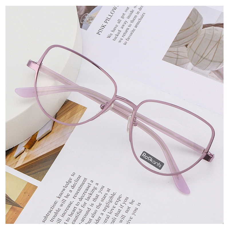 Top selling fashion design cat eye metal sheet optical frame ready goods eyeglasses