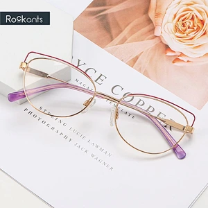 High quality durable glasses frame fashion cat eye metal optical glasses frame