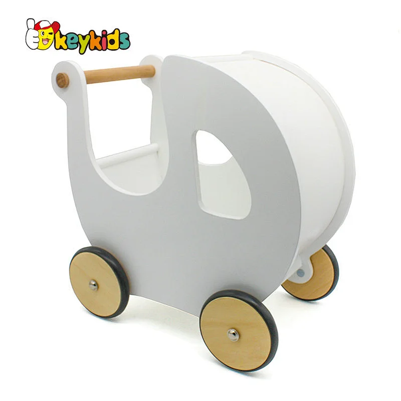 New design baby walking aid wooden push walker in white W16E100