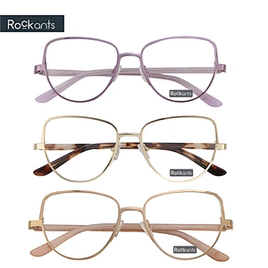 Top selling fashion design cat eye metal sheet optical frame ready goods eyeglasses