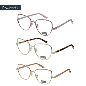 Top selling fashion design cat eye metal sheet optical frame ready goods eyeglasses