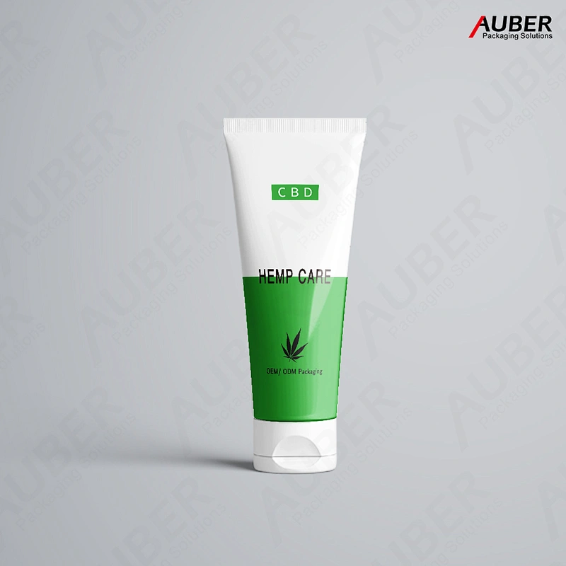 Hemp care squeeze plastic tube with screw on cap