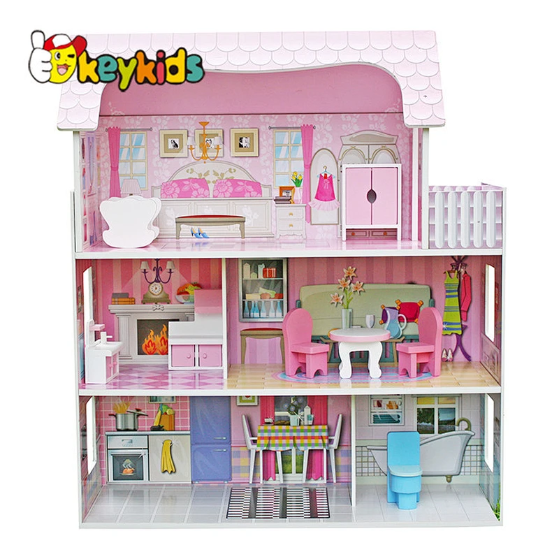 Top Sale Classic Kids Wooden Barbie Girl House For Wholesale W06A139