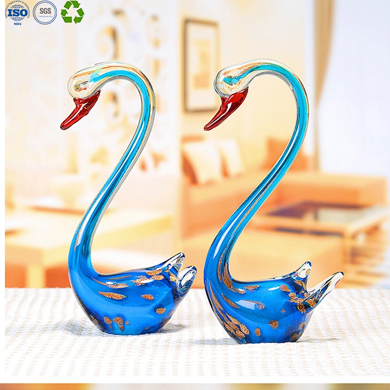 Blowing glass swan love gift