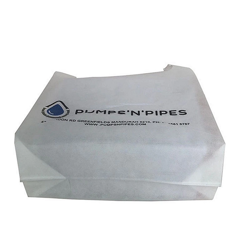 White 40 gsm eco friendly laminated U cut non woven grocery bags with logo