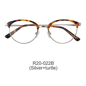 Fashion design round metal optical frame acetate rim eyeglasses woman frames optical eyeglasses glasses