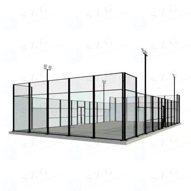Custom indoor and outdoor tempered or laminated glass padel tennis court