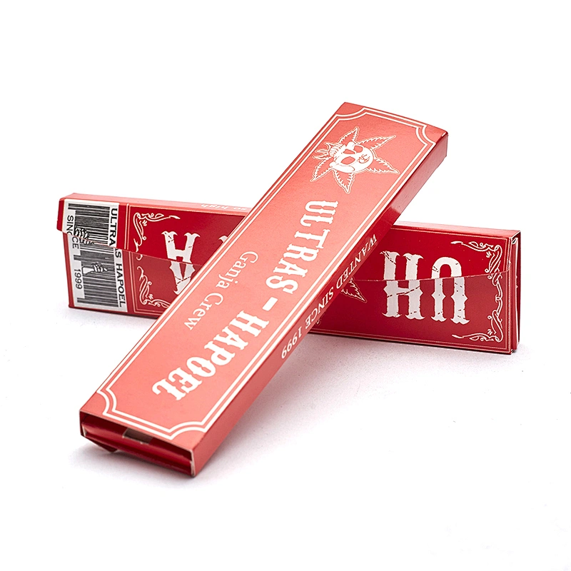 custom design 32 leaves rice bleached paper King size slim rolling paper with filter tips