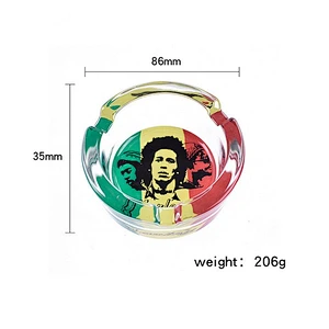 Glass Cartoon Ashtray Portable Handmade Cigarette Ash Holder 85MM Ashtray Round Custom logo ashtray