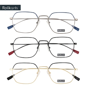 Wholesale custom big full rim hexagonal fashion unisex metal stainless steel optical eyeglasses frame