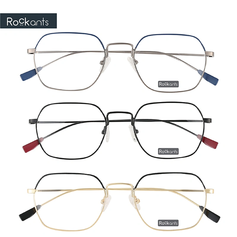 Wholesale custom big full rim hexagonal fashion unisex metal stainless steel optical eyeglasses frame
