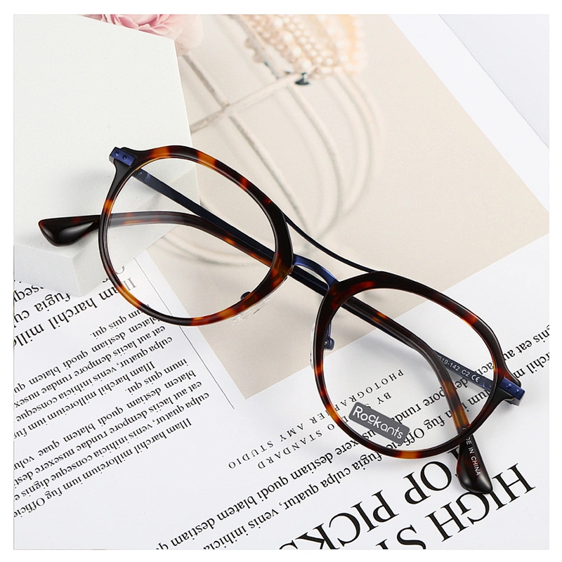 Fashion Design Retro round Eyeglasses double bridge acetate Optical Eyewear Frame