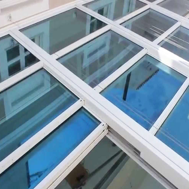 Tempered laminated glass retractable sliding canopy ceiling roof sysytem