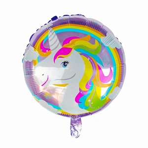 Hot Sale Birthday Party Decoration Balloon 18 Inch Round Shape Unicorn Foil Balloon