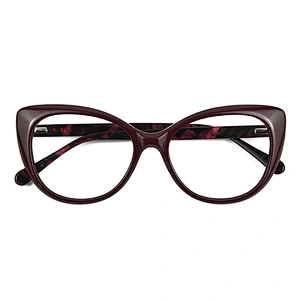 New Fashion Acetate Cat Eye Black Brown Customized Optical Reading Eyeglasses Frame for Women