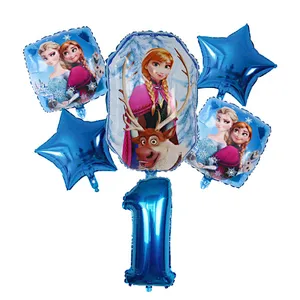 6Pcs Elsa Disney Frozen Princess Helium Balloons Number Baby Shower Girl Foil Globos Birthday Party Decorations Kids Toys Gift