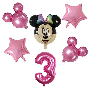 Pink Mickey Minnie Mickey Mouse Number Foil Balloon Cartoon Theme Children's Birthday Party Decoration Balloon Set
