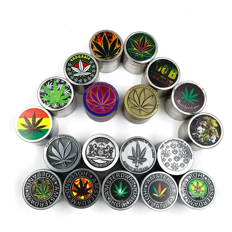 High quality weed accessories hot selling free shipping grinder Amsterdam 4 parts 40mm Zinc Alloy smoking Herb Grinder