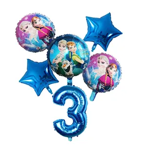 Disney Frozen Princess Elsa Helium Balloons Gradient Number Baby Shower Party Decoration Balloons Kids Birthday Air Globos