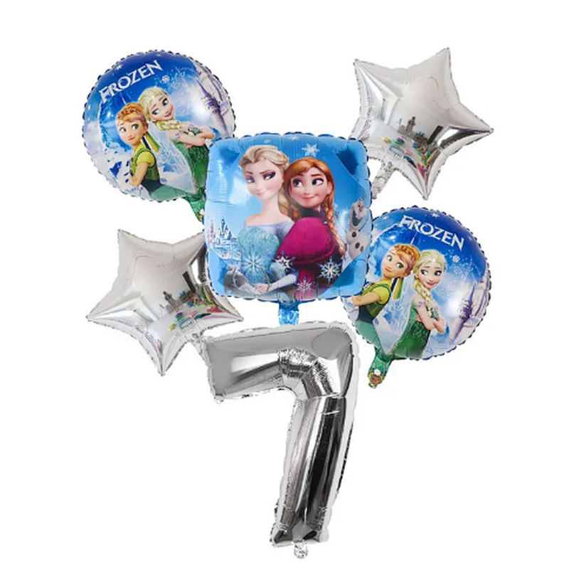 Disney Frozen Princess Elsa Helium Balloons Gradient Number Baby Shower Party Decoration Balloons Kids Birthday Air Globos