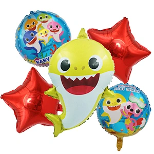 5pcs baby shark aluminum foil balloon sea animal theme birthday party decoration cartoon balloon set