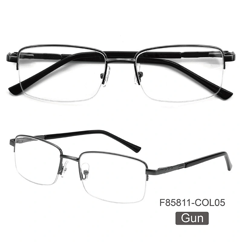 competitive half rim metal optical frame anti blue light blocking glasses manufacture