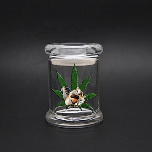 New Arrive Hot Selling Multicolor Airtight Smoking Glass Vacuum Herb Storage Container Tobacco Weed Stash Jar with Hinged Lid