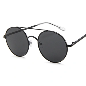 2021 High-End Exquisite Double Bridge Round Unisex Flat Top UV400 Sunglasses Sun Glasses