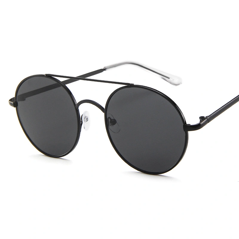 2021 High-End Exquisite Double Bridge Round Unisex Flat Top UV400 Sunglasses Sun Glasses