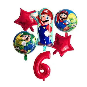 6pcs Super Mario Balloon Latex Mario Bros Balloons For 1 2 3 4 5 6 Birthday Party Decor Baby Shower Lugis Mario Ballons Kids Toy