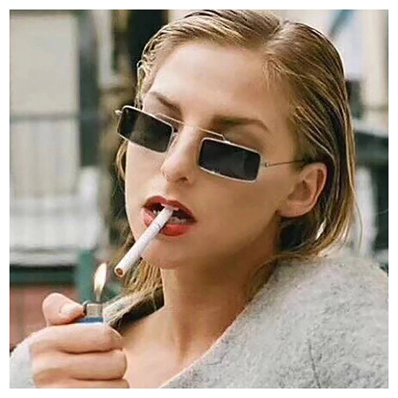 Wholesale Vintage Designer Small Fashion Rectangle Metal Square Trendy Women Shades Sun Glasses Sunglasses 2020 2021