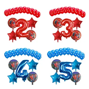15pcs Spider Cartoon man Helium Foil Balloons Polk Dot Latex Air Globos Superhero Theme Birthday Party Decoration Kids Toys Gift