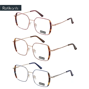 High quality new fashion metal optical frame polygon eyeglasses Woman luxury designer eyeglasses