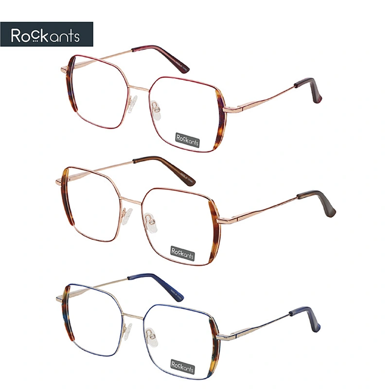 High quality new fashion metal optical frame polygon eyeglasses Woman luxury designer eyeglasses