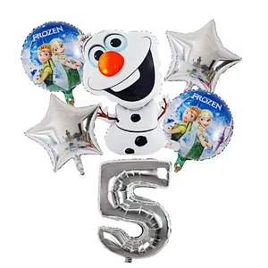 6Pcs Elsa Disney Frozen Princess Helium Balloons Number Baby Shower Girl Foil Globos Birthday Party Decorations Kids Toys Gift