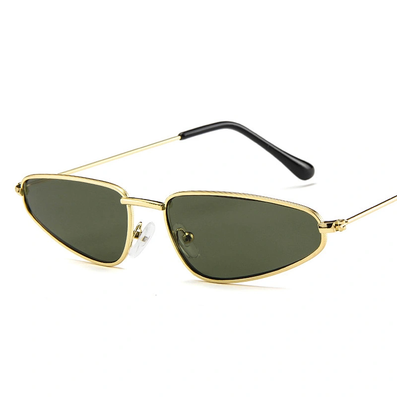 Women Cateye Shades Glasses Custom Logo Vintage Metal Small Triangle Cat Eye Sunglasses