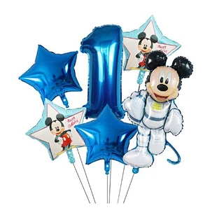 Hot selling 6pcs Mickey Minnie cartoon balloons set aluminum foil balloon for first birthday baby shower decoration