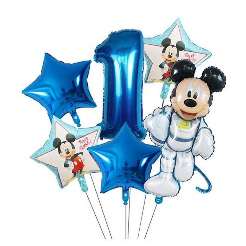 Hot selling 6pcs Mickey Minnie cartoon balloons set aluminum foil balloon for first birthday baby shower decoration