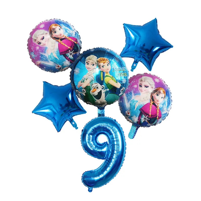 Disney Frozen Princess Elsa Helium Balloons Gradient Number Baby Shower Party Decoration Balloons Kids Birthday Air Globos