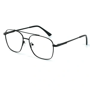 Double bridge big frame eyeglasses men retro gold temple oversized optical glasses