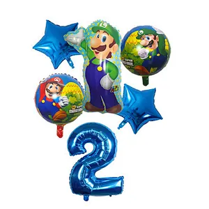 6pcs Super Mario Balloon Latex Mario Bros Balloons For 1 2 3 4 5 6 Birthday Party Decor Baby Shower Lugis Mario Ballons Kids Toy