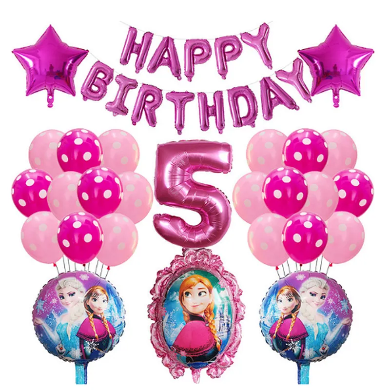 Frozen Party Latex Balloon Set Girl Kids 1 2 3 4 5 6 7 8 9 Birthday Party Decor Baby Shower Number Balloons Globos Supplies