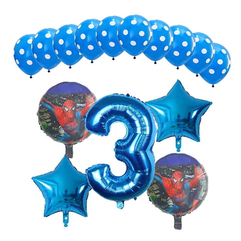 15pcs Spider Cartoon man Helium Foil Balloons Polk Dot Latex Air Globos Superhero Theme Birthday Party Decoration Kids Toys Gift