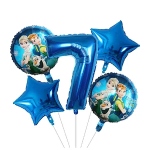 5Pcs Number Balloon Elsa Anna Disney Frozen Princess Helium Balloons Baby Shower Girl Globos Birthday Party Decoration Kids Toys