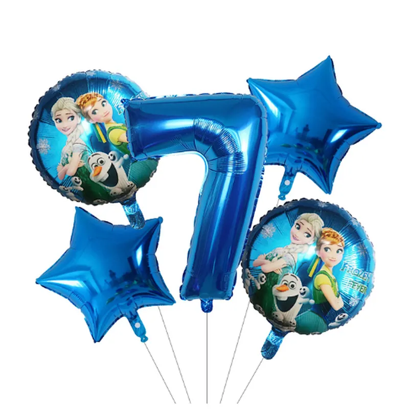 5Pcs Number Balloon Elsa Anna Disney Frozen Princess Helium Balloons Baby Shower Girl Globos Birthday Party Decoration Kids Toys