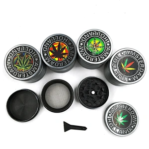 High quality weed accessories hot selling free shipping grinder Amsterdam 4 parts 40mm Zinc Alloy smoking Herb Grinder