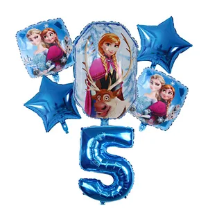 6Pcs Elsa Disney Frozen Princess Helium Balloons Number Baby Shower Girl Foil Globos Birthday Party Decorations Kids Toys Gift