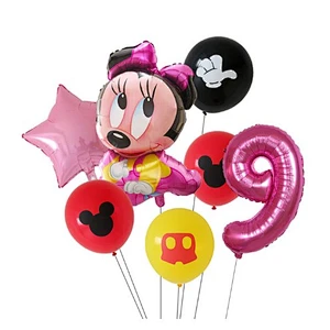 7pcs Cartoon Mickey Minnie Mouse Foil Balloons Set Globos For Baby Shower Kids Happy Birthday Party Decorations