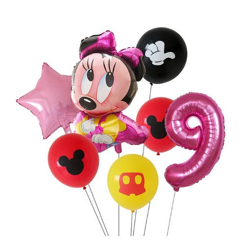 7pcs Cartoon Mickey Minnie Mouse Foil Balloons Set Globos For Baby Shower Kids Happy Birthday Party Decorations